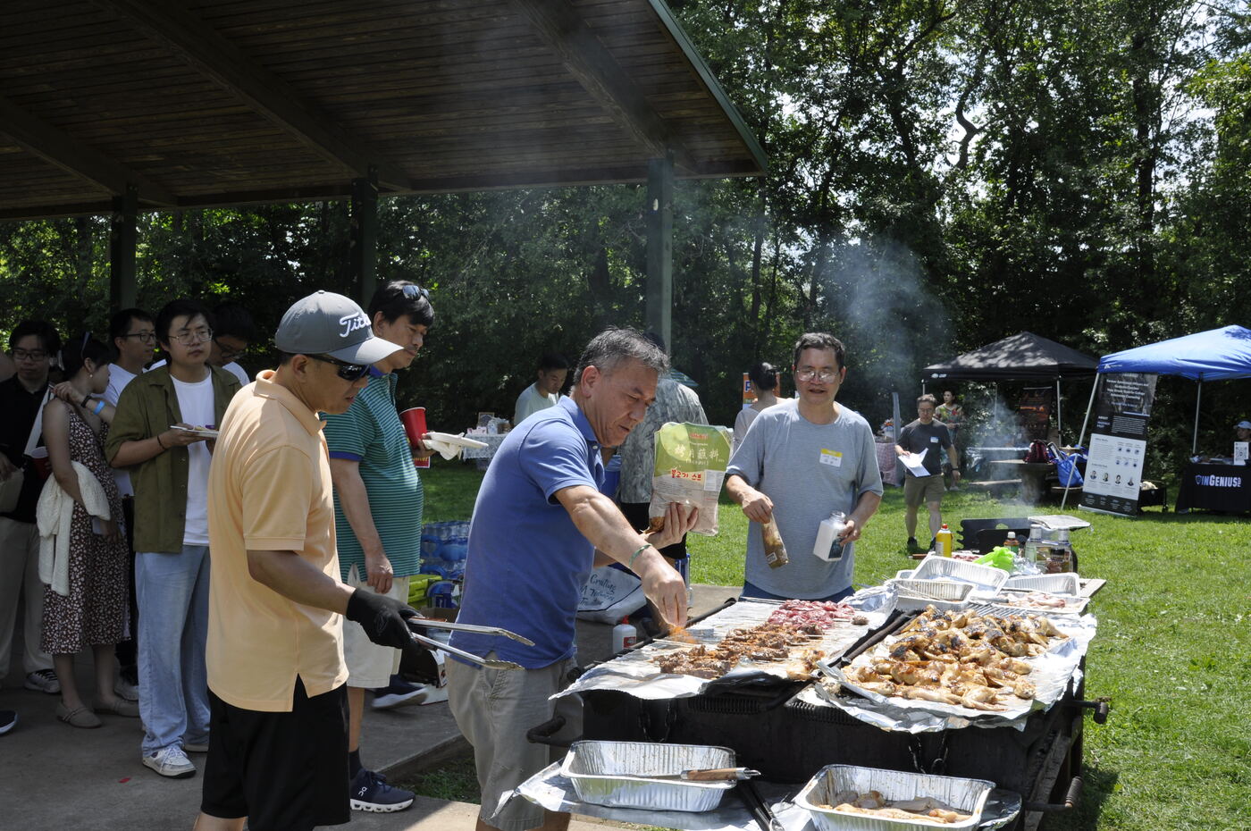 Attendees serving themselves along the buffet line.